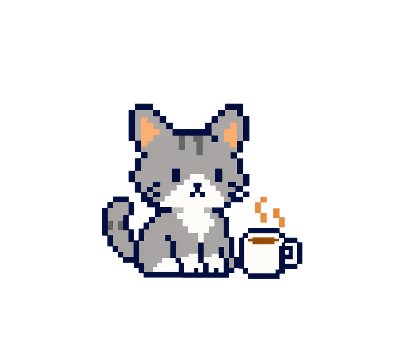 コーヒーの横で待っている小さな猫